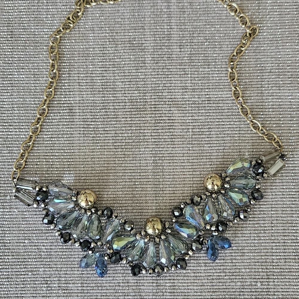 Elegant Gold and Blue Statement Necklace
